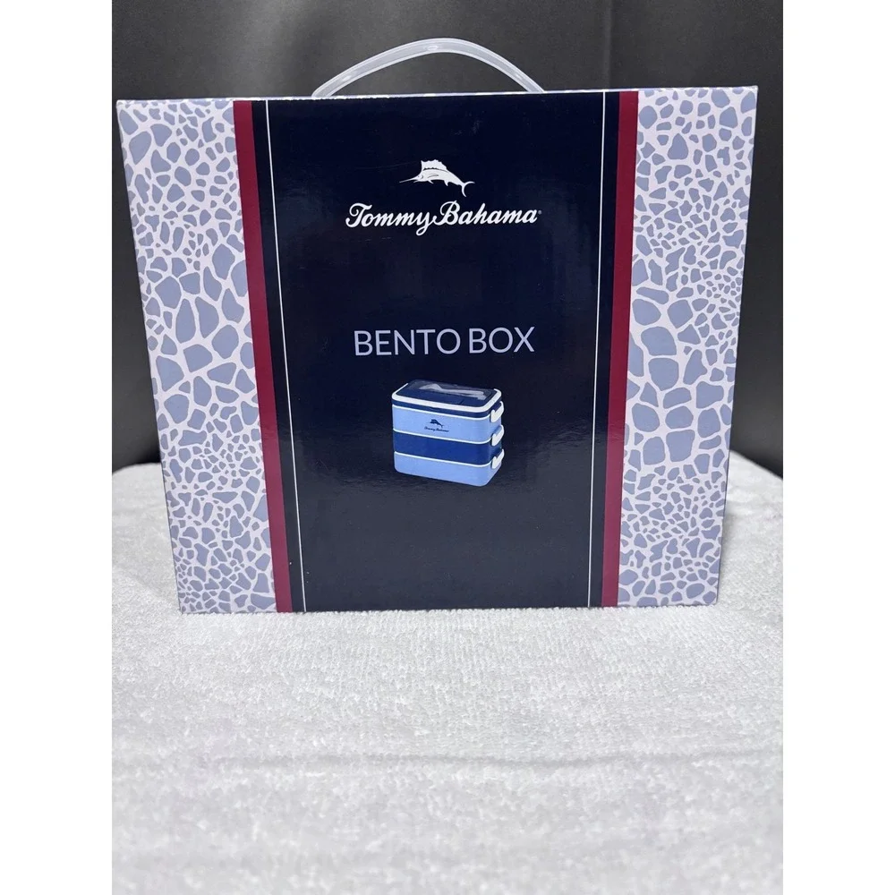 NIB Bento Box/Lunch Box-Tommy Bahama - 3 Tier, Leakproof, Plastic, Handle